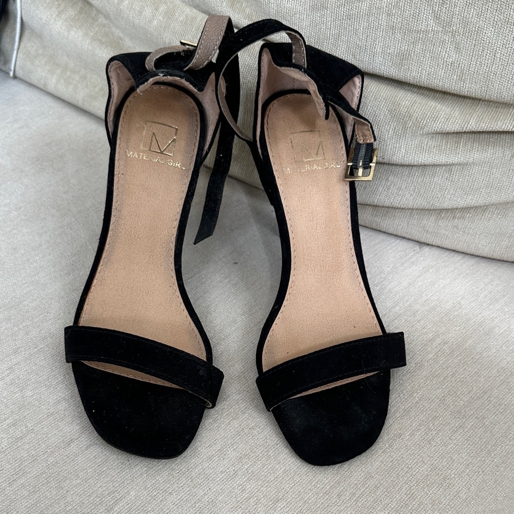 Material Girl Black Heels with Gold Buckle